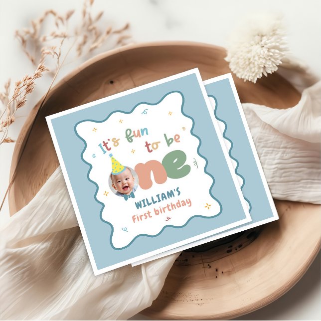 It's Fun To Be One Boy Birthday Napkins (Creator Uploaded)