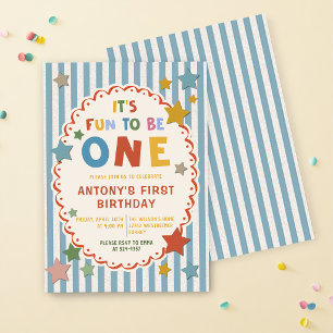 It's Fun to Be One Colourful 1st Birthday Invitation