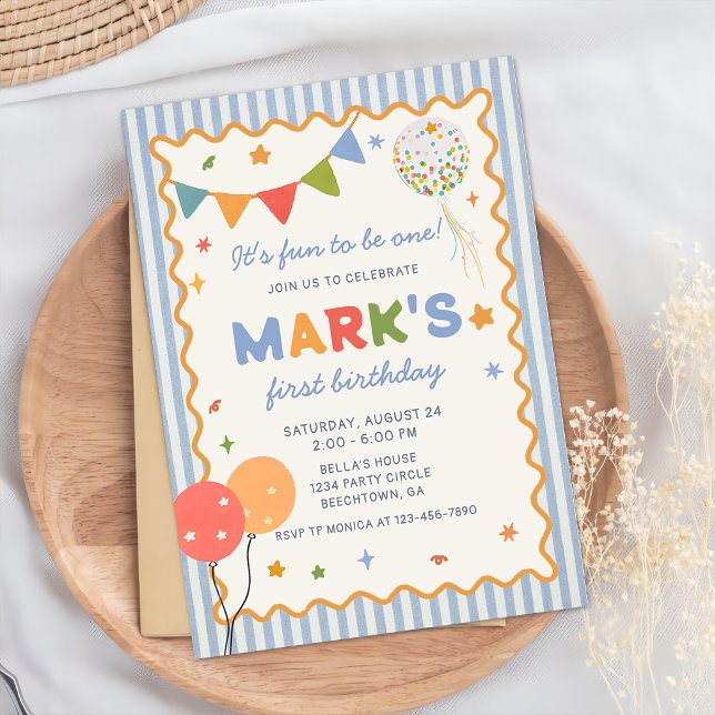 It's Fun to Be One Colourful Birthday Invitation (Creator Uploaded)
