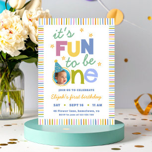 It's Fun To Be One Colourful Birthday Invitation