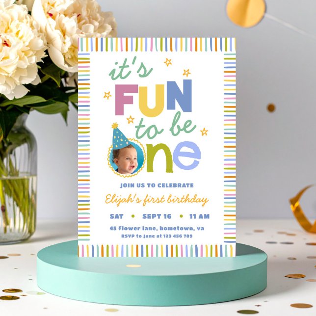 It's Fun To Be One Colourful Birthday Invitation (Creator Uploaded)