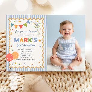 It's Fun to Be One Colourful Birthday Photo Invitation