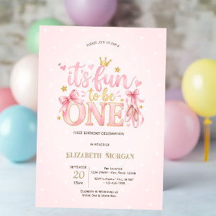 It's Fun To Be One Dots Baby Shower Invitation