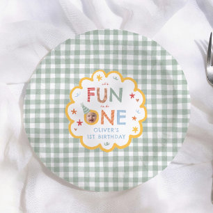 Its Fun To Be One Photo Colourful 1st Birthday Paper Plate