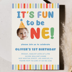 Its Fun To Be One Photo Stripe 1st Birthday Invitation