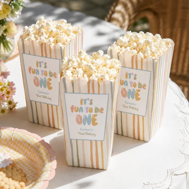 It's Fun To Be One Stripes 1st Birthday Favour Box (Creator Uploaded)