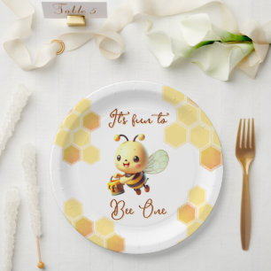 It's Fun to Bee One Honey Bee Birthday Paper Plate
