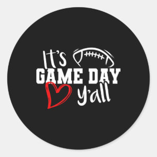 Its Game Day Yall Cute Super Football Bowl Heart W Classic Round Sticker