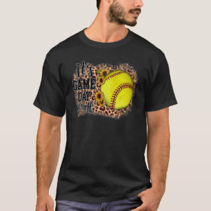 It's Game Day Yall Leopard Sunflower Softball T-Shirt