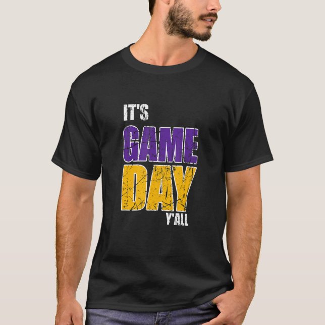 It's Game Day Ya'll Purple and yellow T-Shirt (Front)
