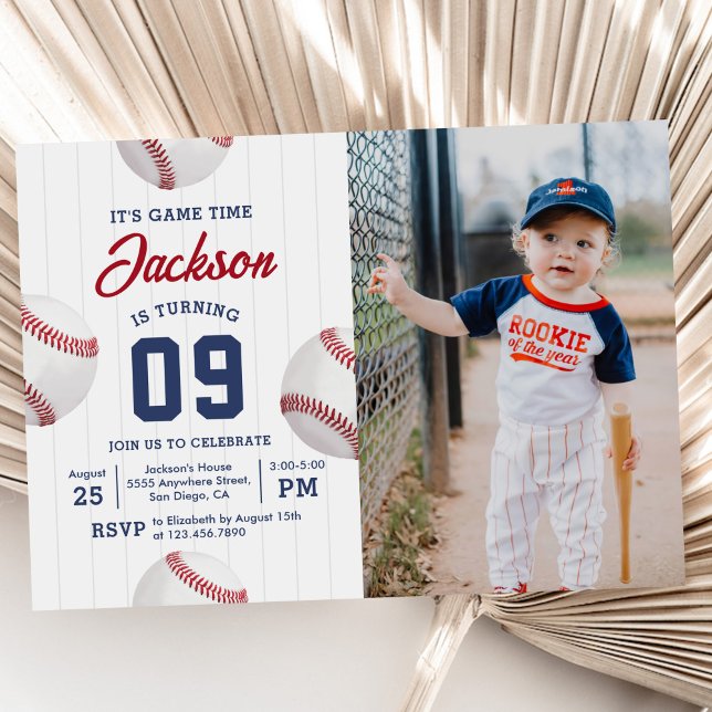 It's Game Time Baseball Birthday Party Photo Invitation (Creator Uploaded)