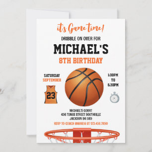 It's Game Time Basketball Sport Boy Birthday Invitation