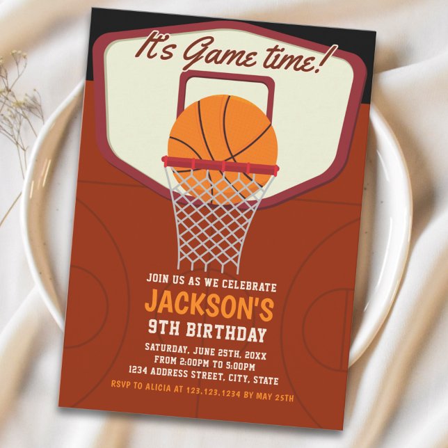 It's Game time! Basketball theme Birthday Kids Invitation (Creator Uploaded)