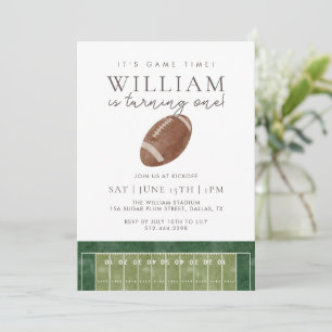 It's game time First Birthday Football Invitation