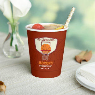 It's Game time! Fun Basketball theme Birthday Kids Paper Cups