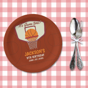 It's Game time! Fun Basketball theme Birthday Kids Paper Plate