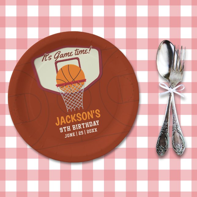 It's Game time! Fun Basketball theme Birthday Kids Paper Plate (Creator Uploaded)