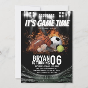 It's Game Time Kid's All Star Sports Birthday Invitation