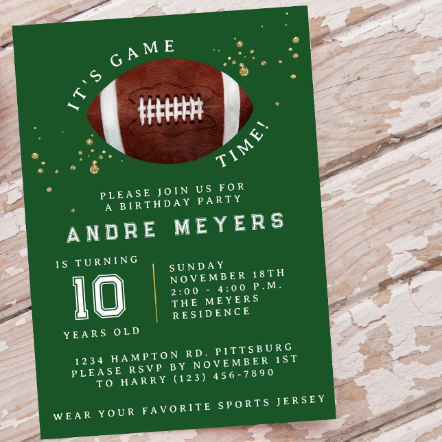 It's Game Time Kids Football Birthday Party Invitation (Creator Uploaded)
