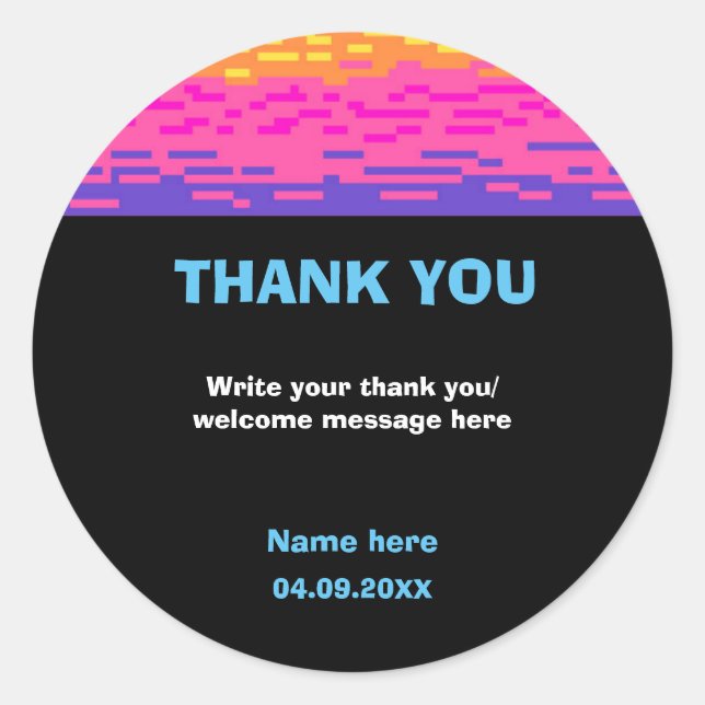 Its Game Time Kids Pixelated Gaming Birthday  Classic Round Sticker (Front)