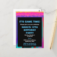Its Game Time Kids Pixelated Gaming Birthday 