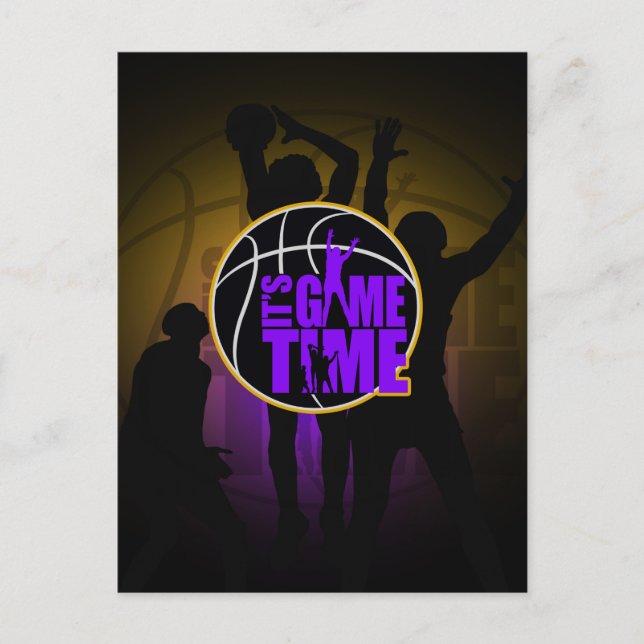 It's Game Time - Purple & Gold Postcard (Front)