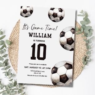 It's Game Time Soccer Birthday Boys Football Party Invitation
