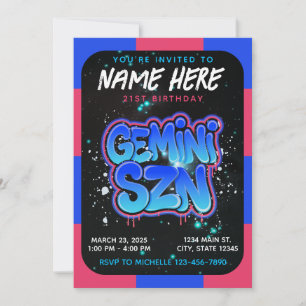 It's Gemini Season Zodiac Birthday Invitation