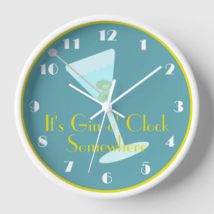 It's Gin o'Clock Somewhere - martini glass Clock