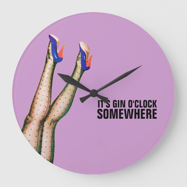 It's Gin O'Clock Somewhere Retro Wall Clock (Front)