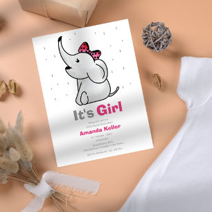 It's Girl Baby Elephant Baby Shower Invitation