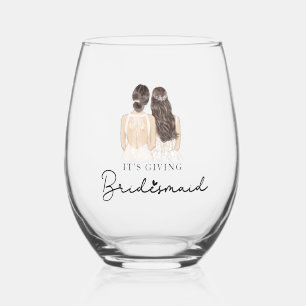 It's giving bridesmaid candle Gift Bride Stemless Wine Glass