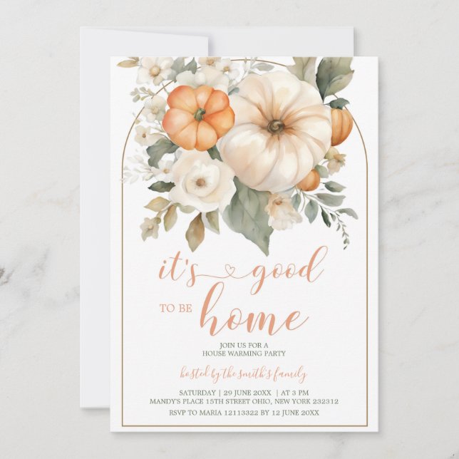 It's Good To Be Home Pumpkin Housewarming Party Invitation (Front)