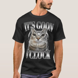 It's Goon O'Clock Funny Silly Staring Cat Gen-Z T-Shirt