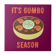 "It's Gumbo Season" Purple Ceramic Tile