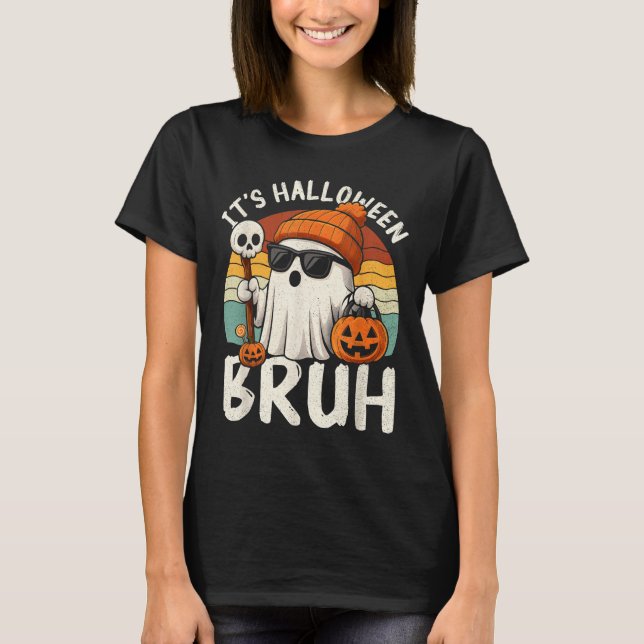 It's Halloween Bruh Boo Ghost Pumpkin Costume Boys T-Shirt (Front)