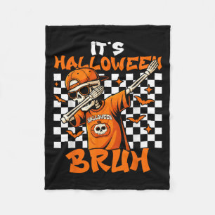 It's Halloween Bruh Skeleton Pumpkin Costume Boys  Fleece Blanket