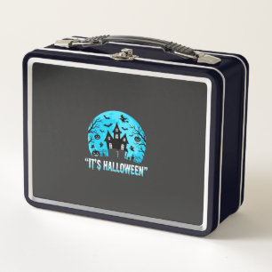 It's Halloween Haunted House Bat Design Metal Lunch Box