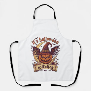 Its Halloween Witches Pumpkin Witch Hat Moon_1 Apron