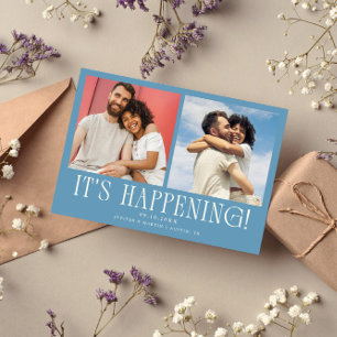 It's Happening 2-Photo Denim Blue Wedding Save The Date
