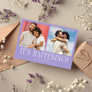 It's Happening 2-Photo Lilac Wedding Save The Date