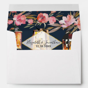 It's Happening Coral Navy Rose Gold Return Address Envelope