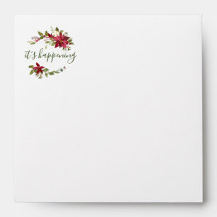 It's Happening Poinsettia Floral Christmas Wedding Envelope