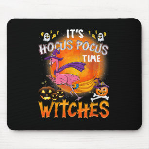 Its Hocus Pocus Time Witches Flamingo Mouse Pad