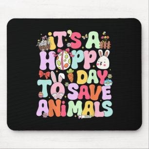It's Hoppy Day To Save Animals Eggs Cute Bunny Eas Mouse Pad