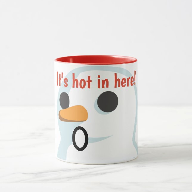 "It's hot in here!" Funny cute snowman hot chocola Mug (Center)