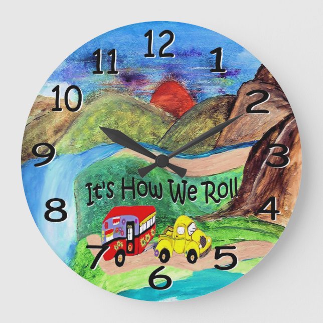 its how we roll retro camper wall clock (Front)