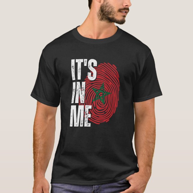 It's In Me Morocco Flag Fingerprint Moroccan Herit T-Shirt (Front)