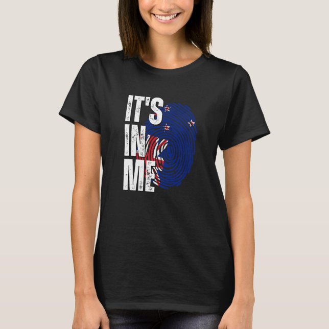 It's In Me New Zealand Flag Fingerprint Oceania He T-Shirt (Front)