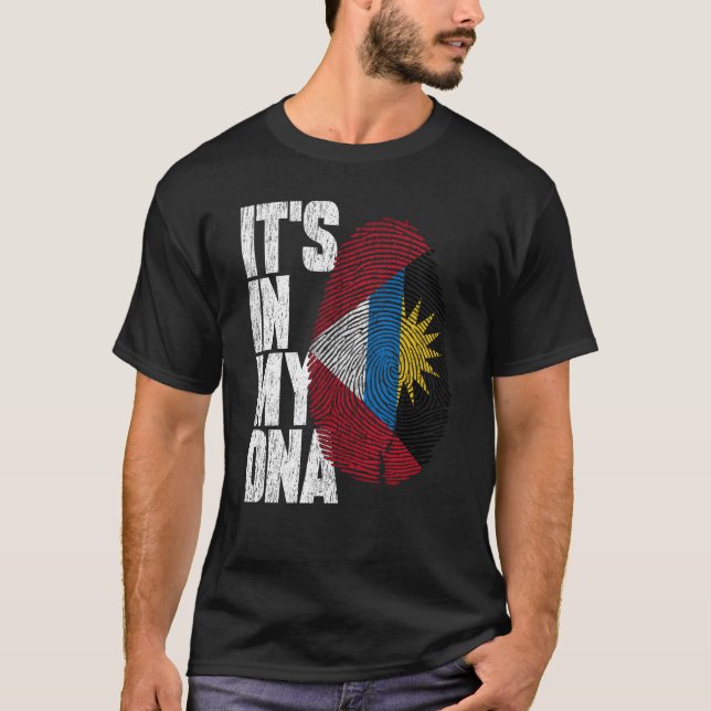 It's In My DNA Antiguan Hispanic Antigua Flag T-Shirt (Front)